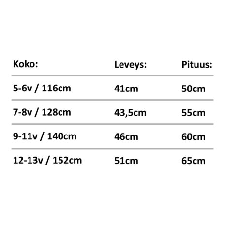 lasten huppari mittataulukko lasten huppari mittataulukko