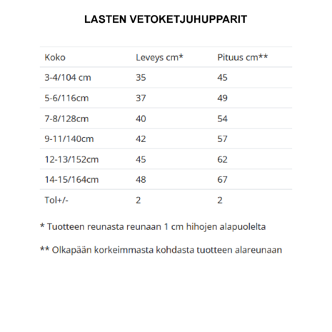 kokotaulukot lasten vetoketjuhuppareihin kokotaulukot lasten vetoketjuhuppareihin